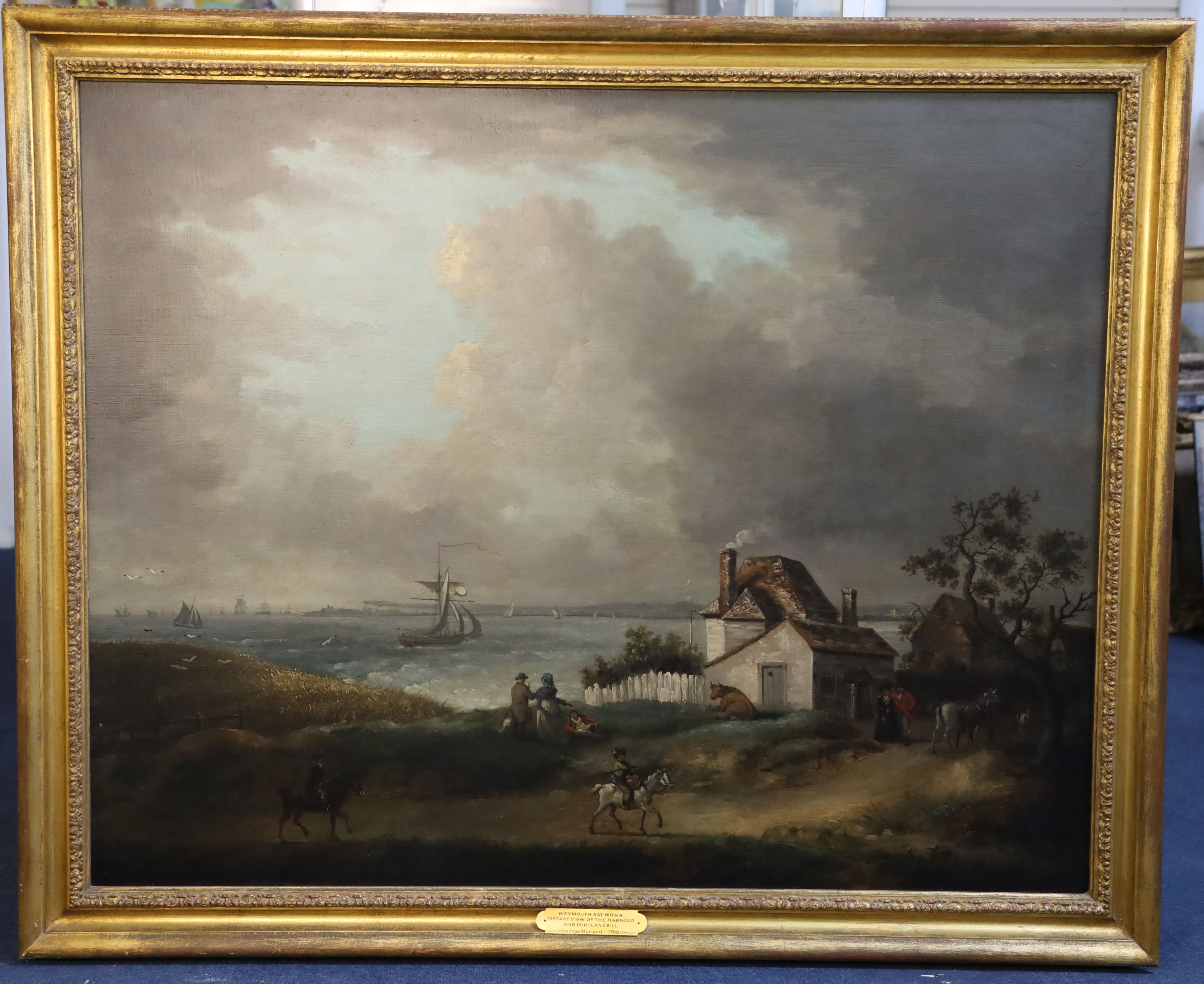 George Morland (1763-1804) Weymouth bay with a distant view of the harbour and Portland Bill 1788 32 x 40.5in.